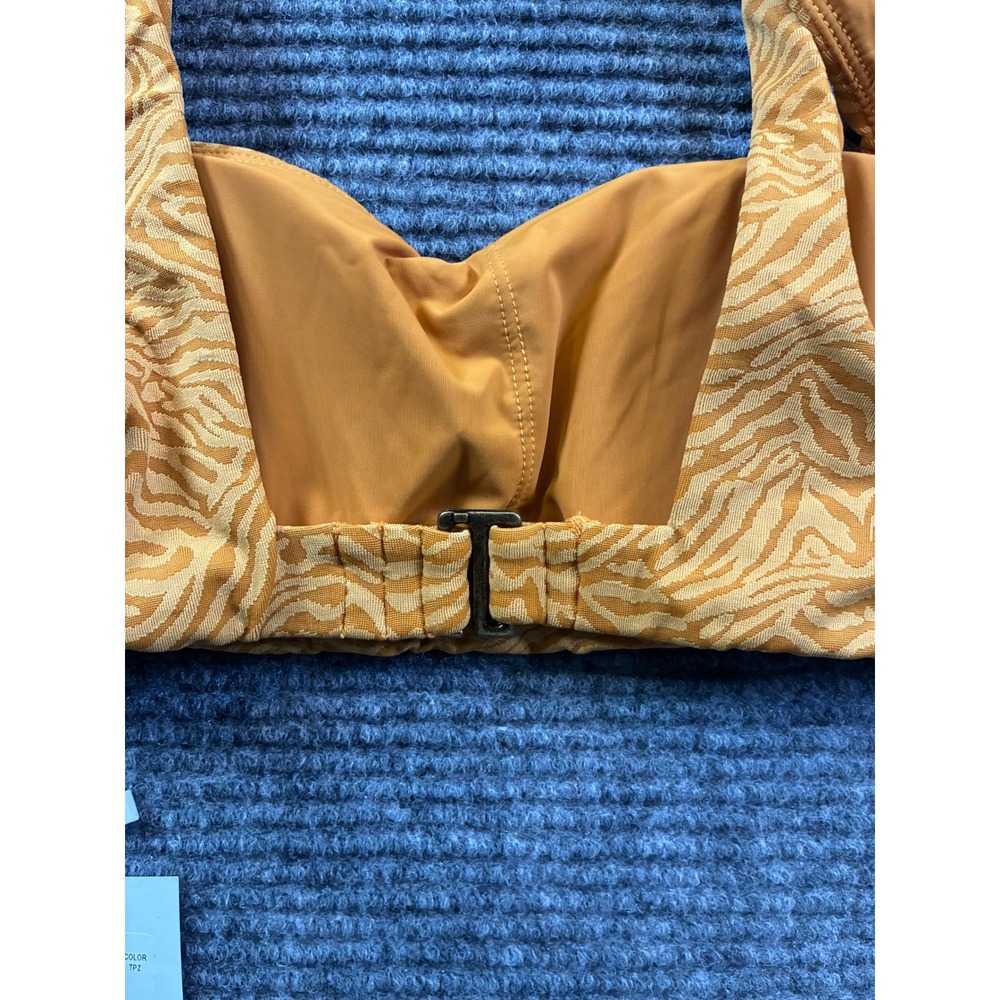 Andie Swim The Rye Top Bikini Topaz Zebra Print AT266-TPZ Boho Mustard Yellow XS - Picture 3 of 5